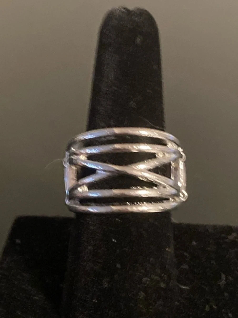 paparazzi Silver Crisscross Openwork Band Ring